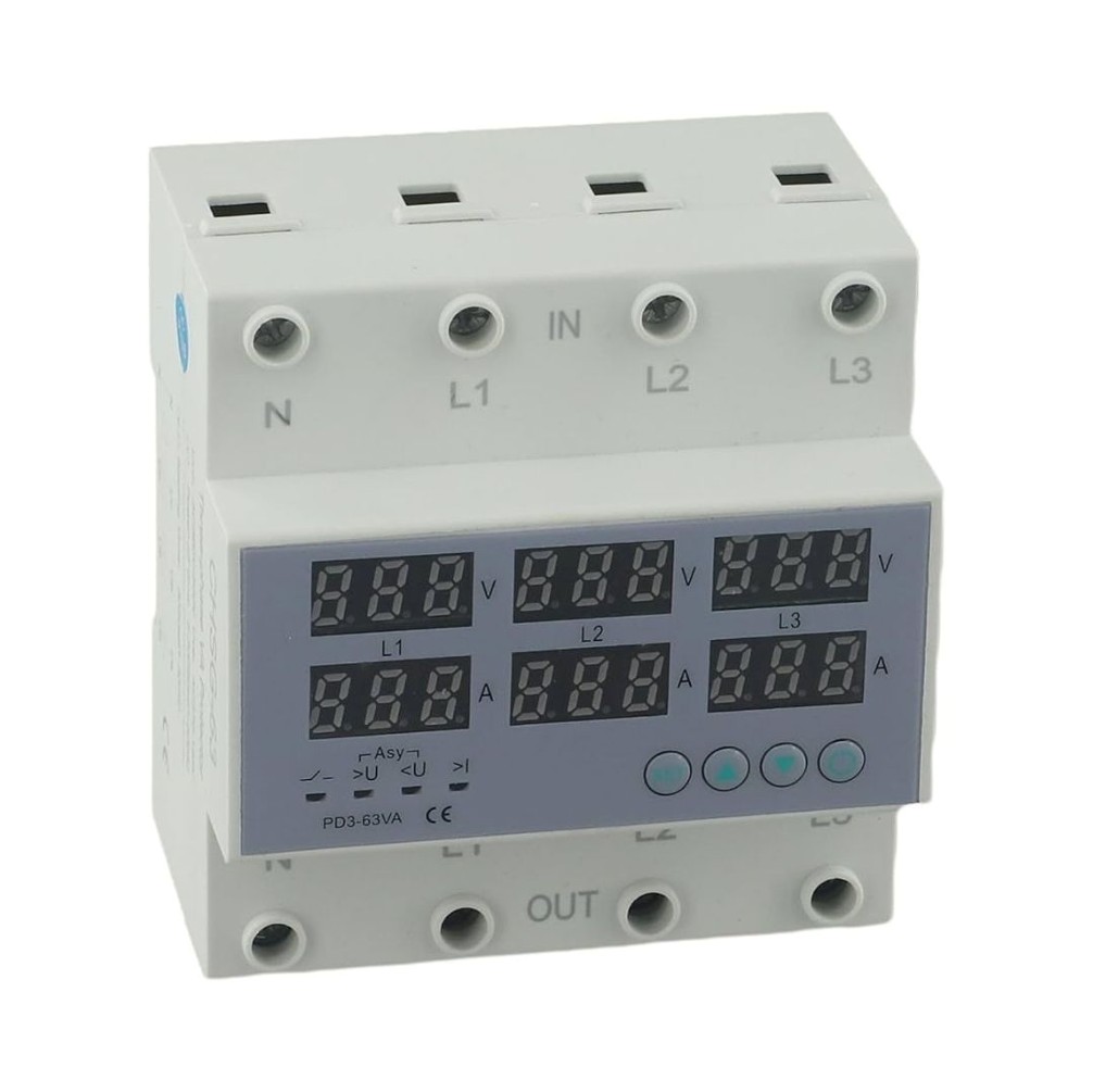 DIGITAL DISPLAY VOLTAGE & CURRENT PROTECTOR 4P 63A